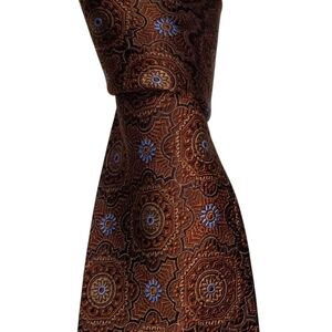 Jos A Bank Signature Collection Silk Necktie Men's Brown Medallion Designer Tie